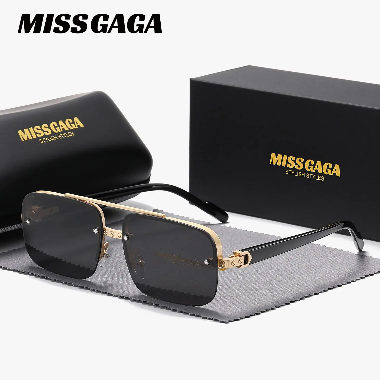 MISSGAGA unisex exquisite elegant fashionable and trendy full frame sunglasses for outdoor leisure, pilot frame sunglasses, UV400