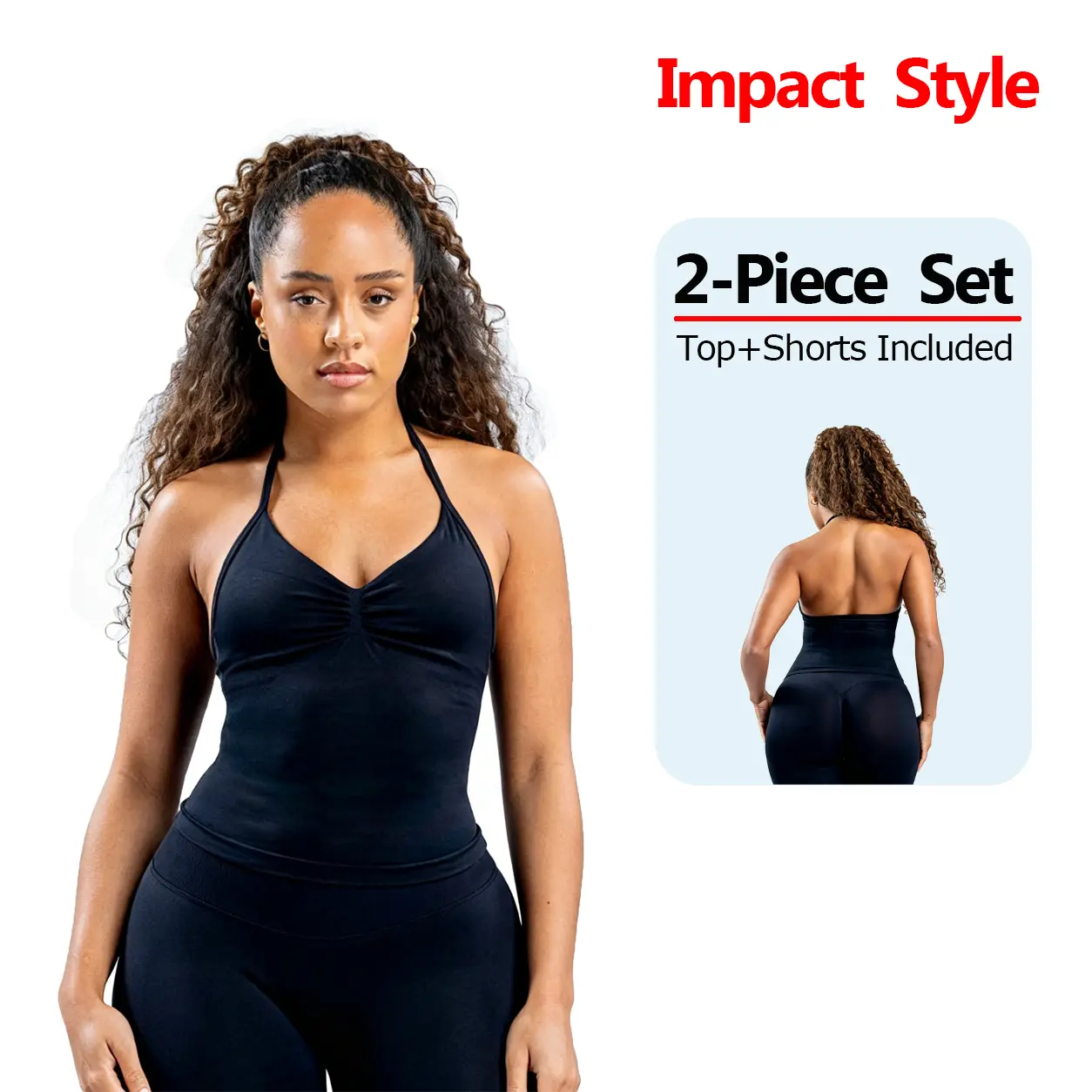 (With logo)DFYNE Ruched Halter Longline Tank Top, Cloud Soft Stretch Sculpt Cami All-Day Comfort Yoga Workout Activewear