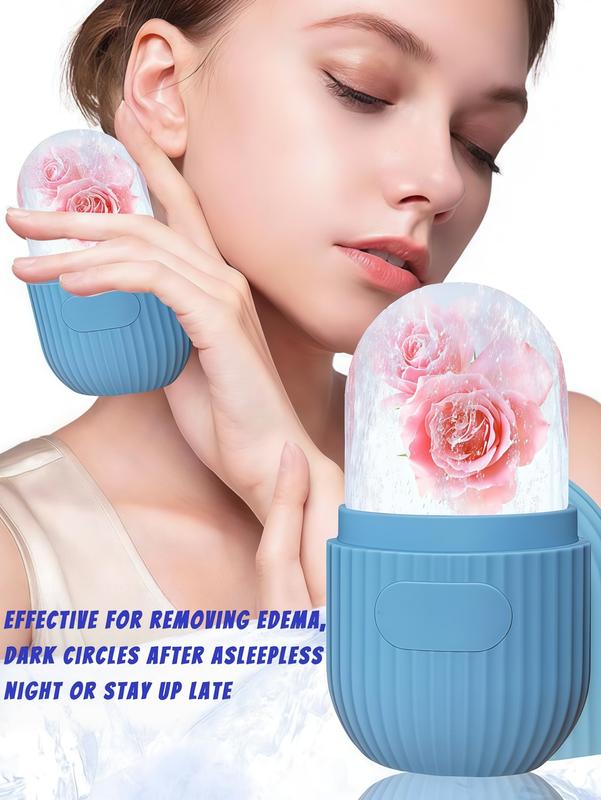 LMMAKE 1Pc Ice Roller for Face and Eye, Silicone Ice Facial Roller, Reusable Ice Cube Roller for Shrink Pores, Anti Wrinkle, Reduce Puffiness, Calming Pink Lemon Blend for Acne Treatment, Skin Care Gift