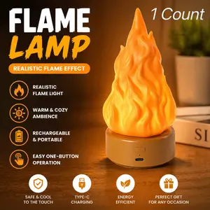 Wild Bright 1-pack long-lasting flame lamp, creative campfire-shaped ambient light, LED warm light flame lamp, with 3 modes, adjustable dimming, timer countdown, suitable for Halloween, Christmas, camping and home settings