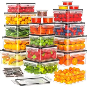 40 PCS Food Storage Containers with Lids Airtight (20 Containers & 20 Lids) - Plastic Food Containers for Kitchen Storage Reusable BPA-Free Leakproof Meal Prep Container with Labels & Pen