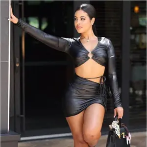 Waze Faux Leather Two Piece Set