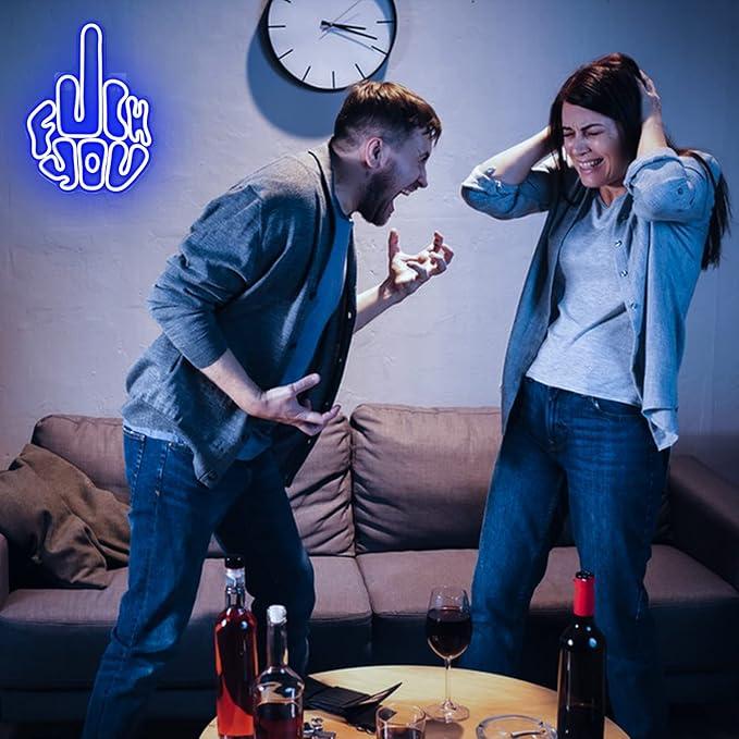 Letters Gesture Neon Signs for Wall Pink LED Neon Lights USB Neon Wall Light Neon Bar Light Up Sign for Bedroom Party Pub Game Zone Decoration