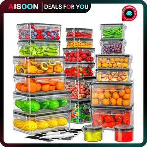 AISOON Airtight Food Containers Set (40 PCS: 20 Square Containers & 20 Lids, 85Oz), BPA-Free, Leak-Proof Food Storage, Stacking, Freezeable, Microwave-Safe, On-the-Go, for Kitchen Organization