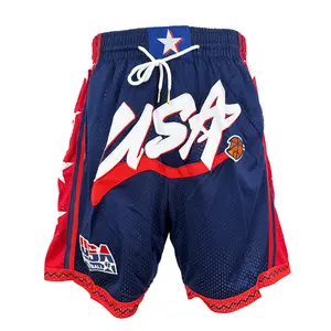 2025 Men Basketball shorts Four pockets 2024 USA Dream Team Cheap and High Quality Sewing embroidery covered court Beach Pants Outdoor sports Training shorts  Big Size Blue red Accepting mixed wholesale and retail S-XXL Jersey Pad