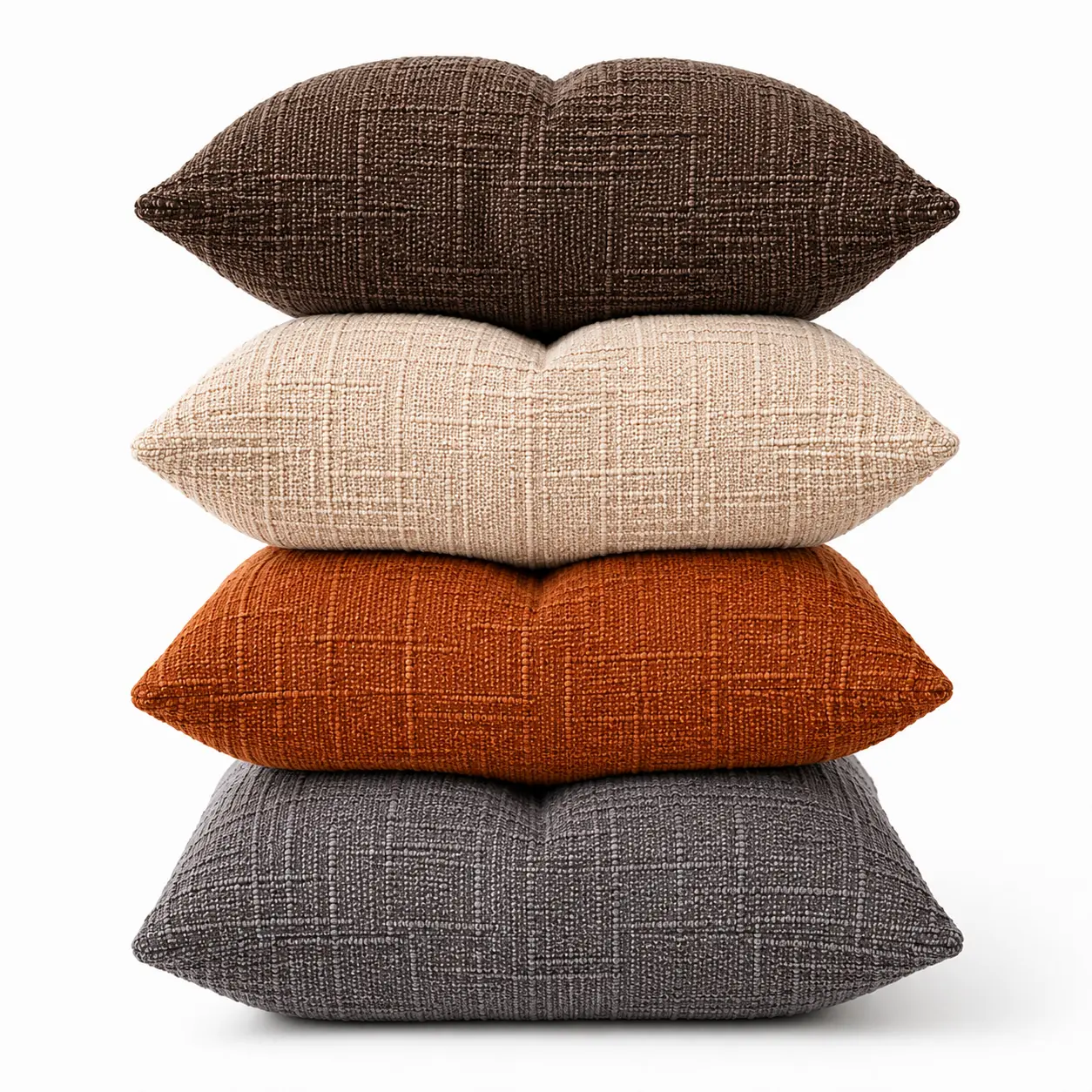 2-Pack Farmhouse Square Soft Chenille Cushion Covers (45x45 cm/18x18 in, No Inserts) - Coffee Solid Color Match, 2-Pack Value, Home Textiles, Sofa & Bed Ready Decor