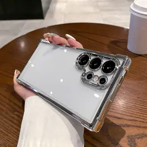 Electroplated Four Corners Anti Drop Clear Protective Phone Case For Samsung Galaxy S24 S23 S22 Ultra Plus S23FE S24FE Clear case Cover