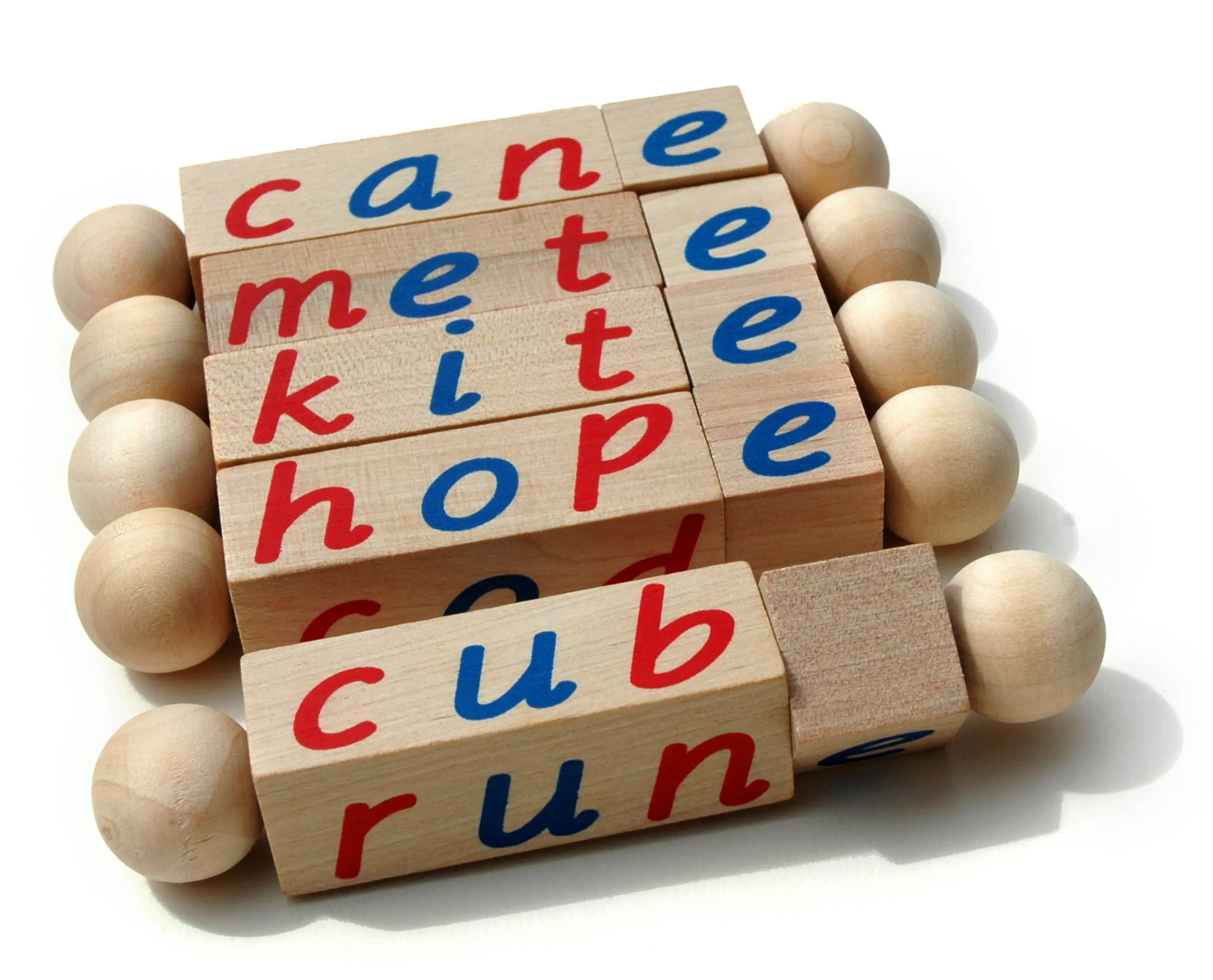 Montessori Silent E Reading Blocks: CVCe Educational Toy - Teach Kids How to Read - Introduce Magic E Sound