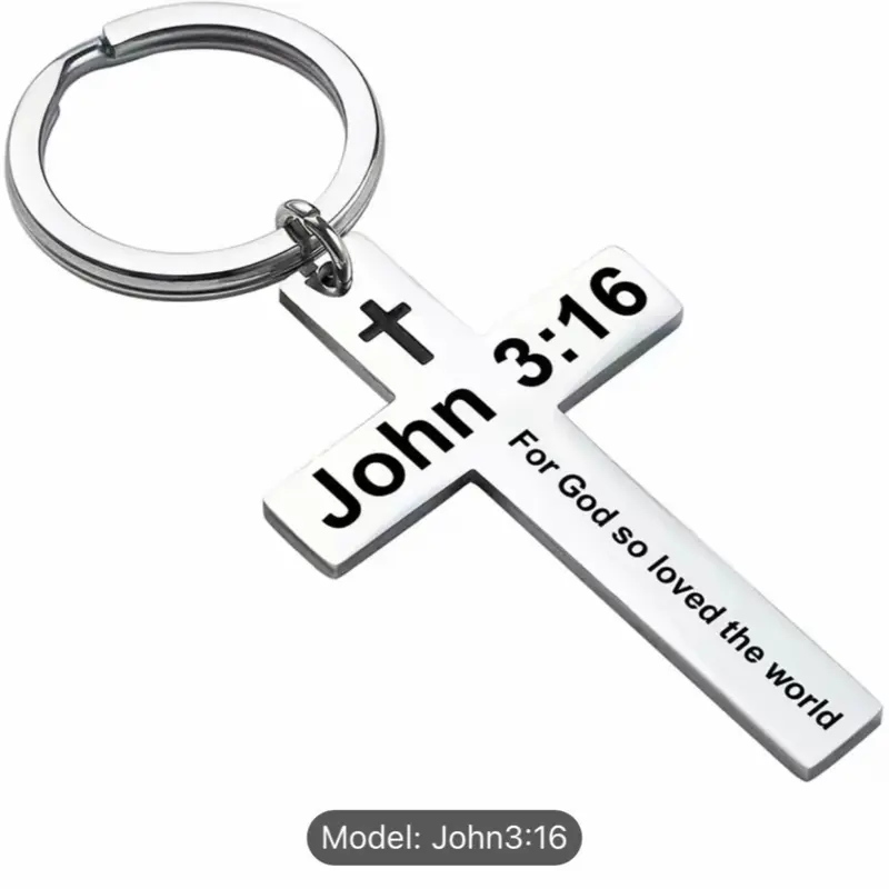 Cross Key Chain Stainless John3:16