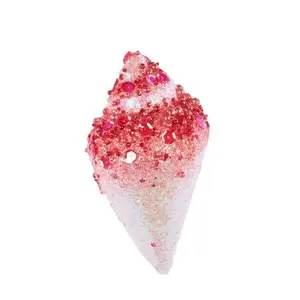 5.5" Glitter Sequin Seashell Ornament – Iridescent White Red
