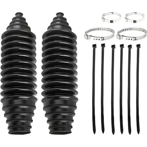 Car Inner Tie Rod Boot Kit, 2PCS Silicone Dustproof Vehicle Steering Rack Boots with 6 Bellow Cable Ties & 4 Clamps, Auto Steering System Protection Accessories, Universal Fit