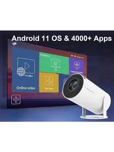 Mini Projector 4K 1080P Support, Portable Projector WiFi6 BT 5.0 Android 11, Smart Projector Auto Horizontal Correction,180°Rotatable Outdoor Movie Projector Compatible with Phone