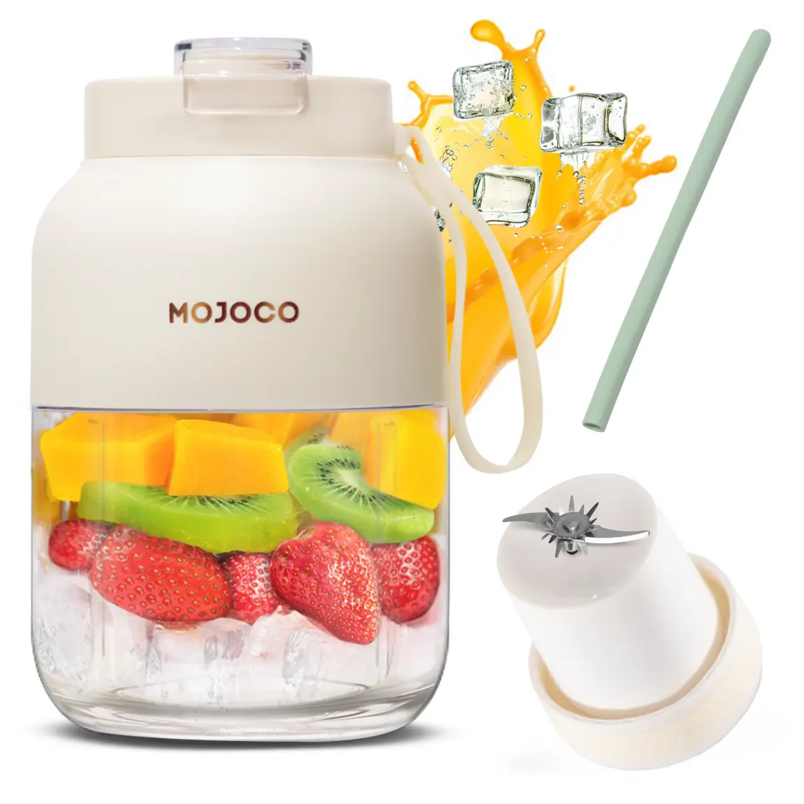 Mojoco Portable Blender – 24oz USB Rechargeable Stainless Steel Personal Smoothie Maker, Quiet, Leak-Proof, Self-Cleaning Cordless Jug Blender Set for Shakes & Ice, Usb Rechargeable Blender