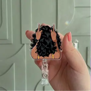 Black Girl Badge Reel, Bold Attitude Belt Clip Retractable Badge Holder, Trendy Bodge Reel ID Holder For Nurse Teacher Office Staff, Statement Gift Idea