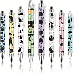 8-Pack Cat Ballpoint Pens, Ballpoint Pen Set, Cute Animal-Themed Writing Tools, Perfect Gift for Cat Lovers, Smooth Fine Tip, Office Supplies & Party Favors