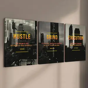 Wooden Framed Canvas, 3 Counts/set Fashion Inspirational Decoration, Inspirational Canvas Poster, Modern Art, Perfect for Living Room Decoration