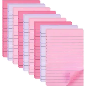9 Pack Lined Sticky Notes 4X6 in, Large Ruled, Colorful, Super Sticking Power Memo Pads Strong Adhesive (Pink Themed)
