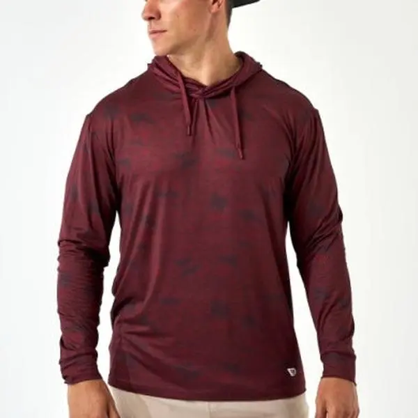 Burlebo Perf. Hoodie Maroon Texas Camo