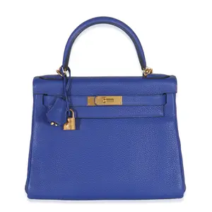 Pre-owned HERMÈS leather Shoulder Bags NYZ151491 Bleu Electrique Togo Retourne Kelly 28 GHW