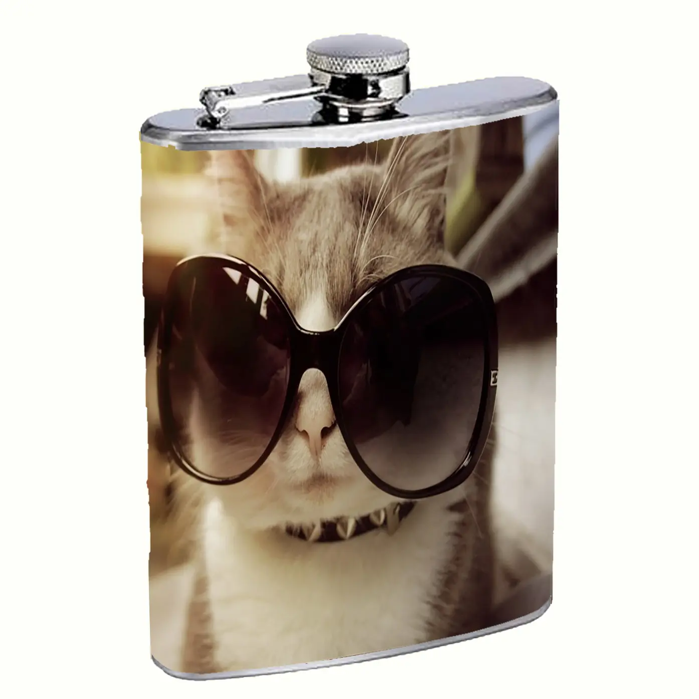 y2k Tuscan Chic Cat 8oz Stainless Steel Flask