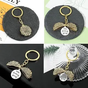 Sunflower Keychain Inspirational Gifts for Women Men Bithday Christmas Gifts for Best Friend Student Graduation - Keep Fucking Going Keychain