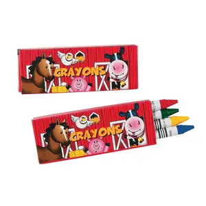 3 1/2" 4-Color Farm Party Classic Pointed Crayons - 24 Boxes