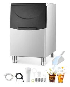 Commercial Ice Maker Storage Bin, 250 Lbs Capacity Ice Storage Container in Stainless Steel with Integrated Water Filter and Adjustable Anti-Slip Rubber Feet, Ideal for Restaurants, Hotels, Bars, Cafes, and Beverage Shops