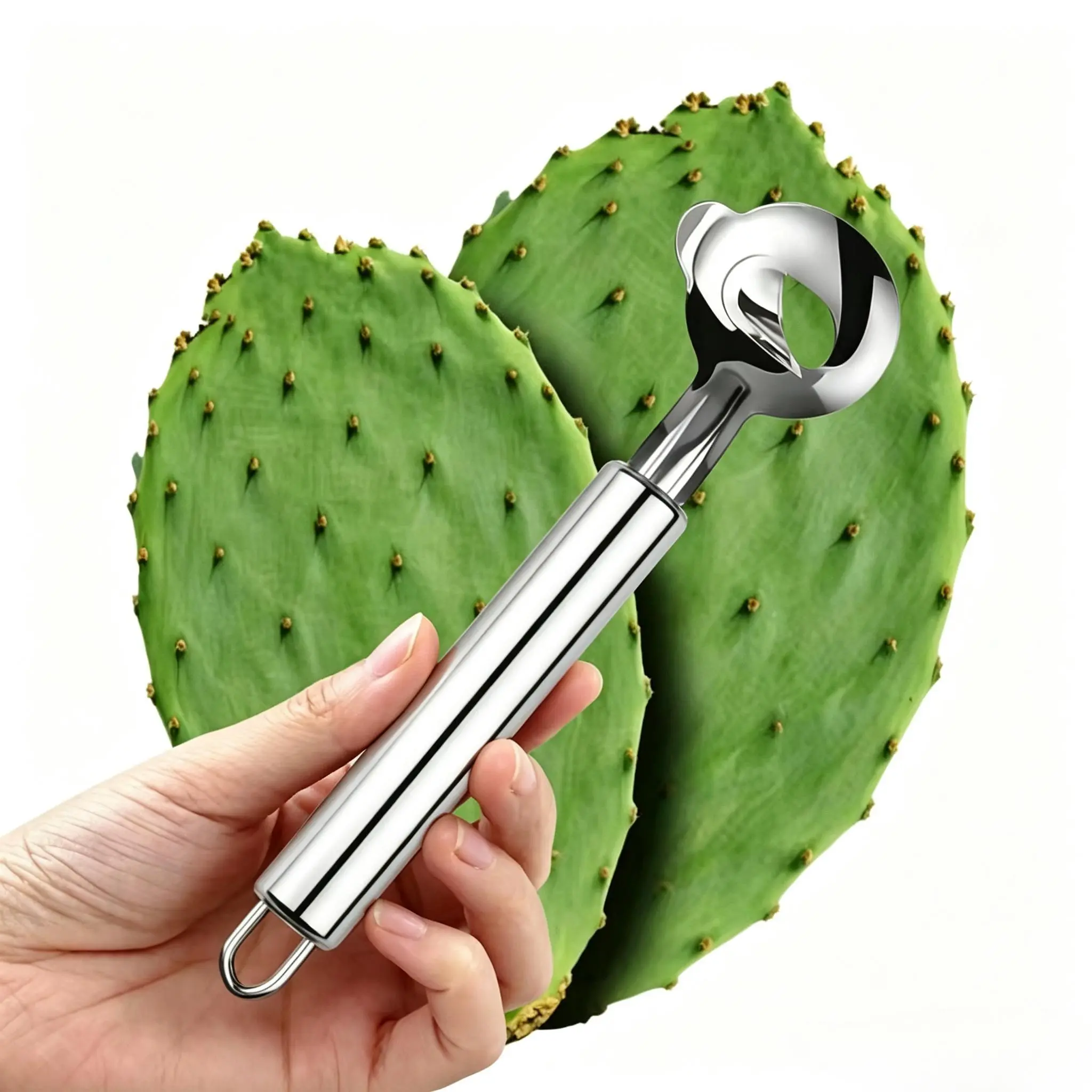 2-Piece Stainless Steel Kitchen Tool Set - Rust-Resistant, Durable Cactus & Blush Pink Peelers, Multi-Functional Spoon-Shaped Sharp Blade Peeling Cutter, Unique Form for Better Control, Home Noodle Prep Accessories, 2Pcs