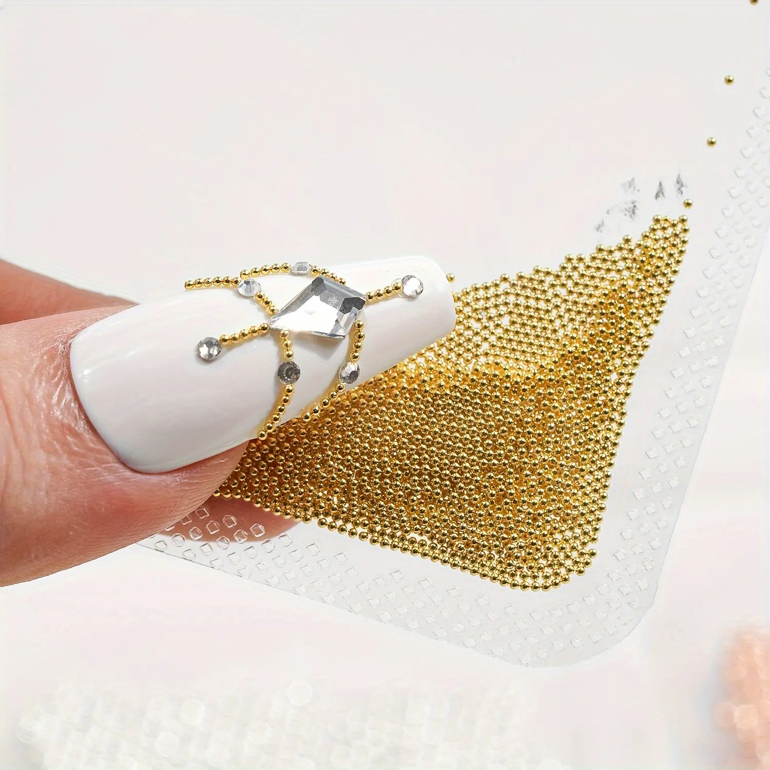 Mini Nail Art Beads Set - 10g/bag Golden Round Stainless Steel Metal Micro Caviar Balls for DIY Manicure and Pedicure Decorations Nail Embellishments Nail Art Supplies