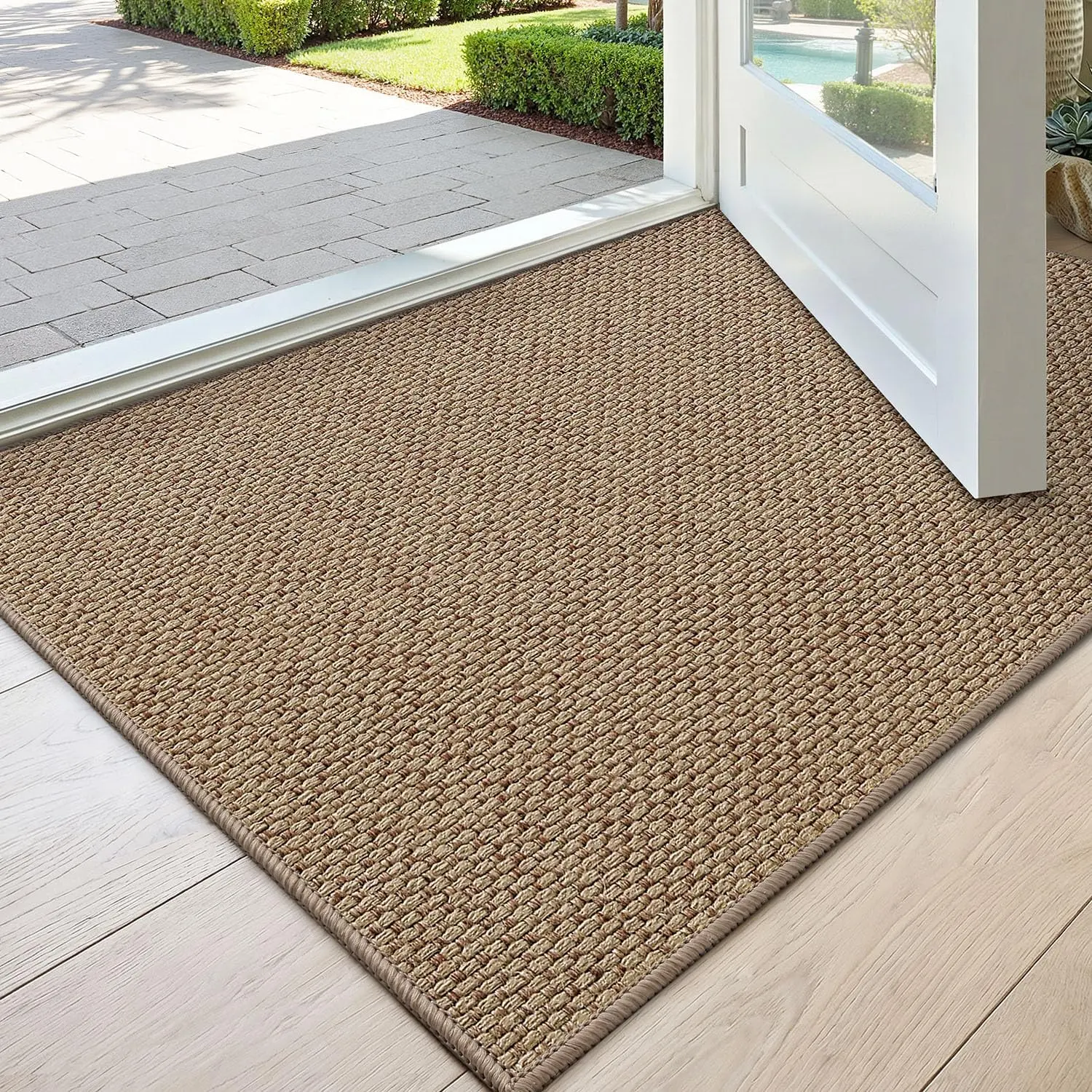 DEXI Ultra-Thin Indoor Door Mat, 24x36 Non-Slip Rubber-Backed Durable Fade-Resistant Modern Dirt Trapper, Low-Profile Mat for Entryway, Patio