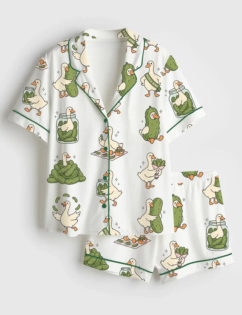 Pickle Lover Silly Goose Short and Long Sleeve Pajama Set, Sleepwear for Women