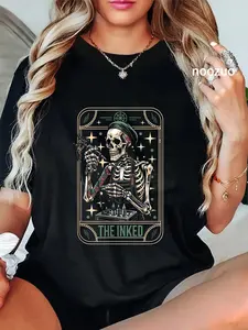 100% Cotton Tattooist Artist Tattoo Tattoos - Skeleton Tarot Card T-Shirt
