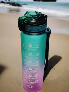 Motivational Water Bottle 32oz with Time Marker | BPA Free