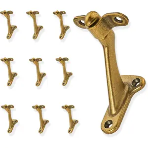 10 Pack 3 Inch Heavy Duty Antique Brass Handrail Brackets for Stairways Staircase