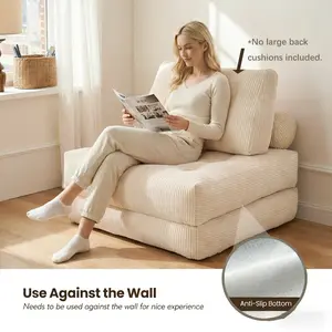 Folding sofa bed, corduroy convertible recliner with pillow, suitable for living rooms or small spaces