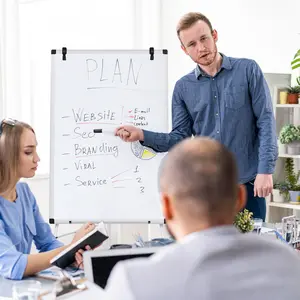 36x24 Inch Whiteboard Easel with Tripod Stand | Height Adjustable Magnetic Dry Erase Board for Office & School (Black/White) #OfficeSupplies #Whiteboard