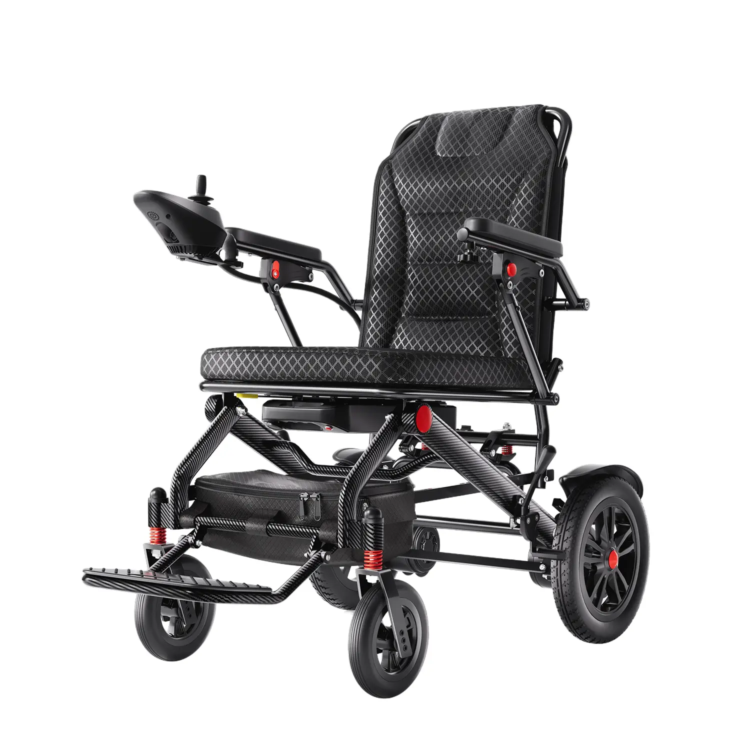 Motorized Battery Operated Wheelchair - Carbon Fiber Style, Aerospace Aluminum Frame, 42Lbs Ultralight Foldable, 15Ah Fast LiFePO4 Battery, Dual Charging Modes, 350Lbs All-Terrain Travel Capacity, Motorized Wheelchair