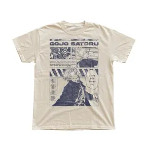 Gildan Men's and Women's T-Shirt, Vintage Jujutsu Kaisen Gojo Satoru Graphic Tee, Retro Aesthetic Shirt, Unisex Gift Manga Anime Shirt, Gothic Grunge Y2K Emo Scene Amity Affliction Style Clothes Menswear Womenswear Streetwear