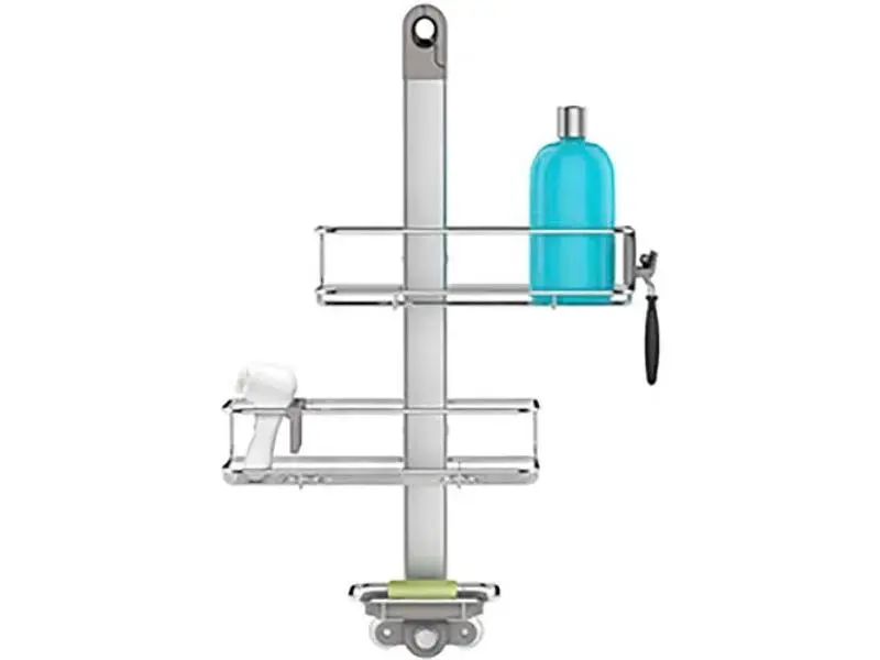 Simplehuman Adjustable Stainless Steel Wall Mount Shower Caddy - 10" L, 16" H, 27" W, 4.8lbs Bathroom Organizer, Easy-to-Clean Home Improvement Hooks & Bars Fixture, Quick-Dry Aluminum Simple Human Products, 10" Length