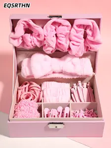 60/33/20pcs Fantasy Pink Ladies Fashion Hair Accessories Set-including floral and geometric plastic hairpins, hair bands, hair rings-suitable for women, a must-have gift for Valentine's Day, easy to match with daily casual styles or sweet party dresses, a