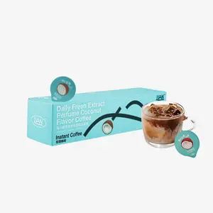 Lian Coffee, Coconut Flavored Instant Coffee, Fat-free & Sugar-free, 1 box - 7 cups, 0.49 oz (14 g), Robusta Coffee Capsule, 100% Imported Coffee Bean