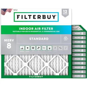 Filterbuy 12x12x1 Air Filter (12-Pack), Pleated MERV 8 Dust Defense HVAC AC Furnace Air Filters (Actual Size: 11.75 x 11.75 x 0.75 Inches)