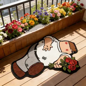 Modern Fashion Carpet with Cartoon Anime Print, Plush Fluffy Rug for Living Room Bedroom Balcony, Easy Care Large Area Mat, Cartoon Pattern Rug