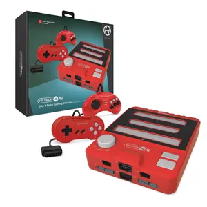 Hyperkin RetroN 3 AV Console for NES SNES Super Famicom Genesis Mega Drive Red M07168-PR with 2 Wireless Controllers and S-Video Inputs
