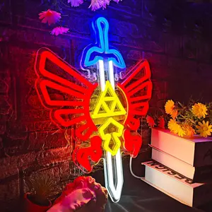 Neon Sign Sword Shape, Player Neon Sign for Wall Decor, Game Room Decoration, Loz Gift, Master Sword LED Sign, Bedroom, Boy's Room