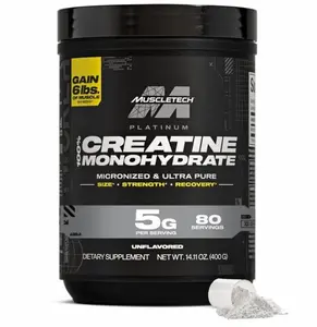 Creatine Monohydrate Powder, Platinum Pure - Unflavored Micronized Creatine for Men & Women - Workout Supplements for Performance, Muscle Recovery & Builder-(80 Servings) Packaging May Vary