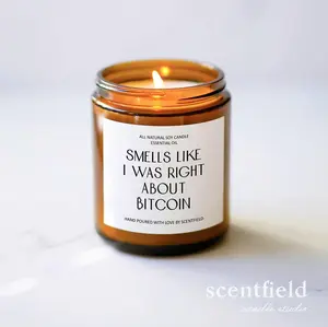 Smells Like Bitcoin Candle Gift for Crypto Trader, Best Friend Birthday Gifts Bitcoin Soy Candle Cryptocurrency Funny Gift