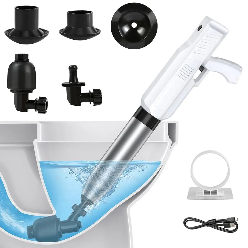 ‌Electric Toilet Plunger for Bathroom, High-Pressure Pneumatic Toilet Unclogger, Heavy-Duty Clog Remover for Toilets, Toilet Drain Unclogger
