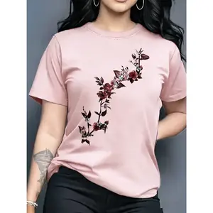 100% pure cotton, comfortable and versatile, available in multiple colors, butterfly and letter print spring/summer women's casual round neck short sleeve T-shirt