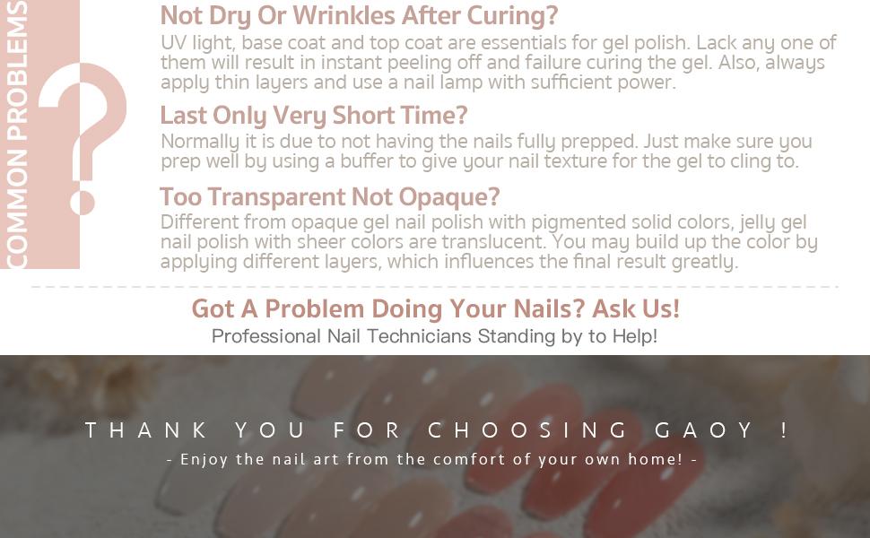 GAOY Milky Jelly Nude Gel Nail Polish Set, 6 Transparent Colors Sheer White Pink Soak Off UV Light Cure Gel Polish Kit for Salon and Nail Art DIY at Home